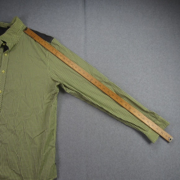 GUESS Shirt Mens XL Yellow Green Plaid Slim Fit Button Up Long Sleeve Casual UAE - Picture 13 of 16
